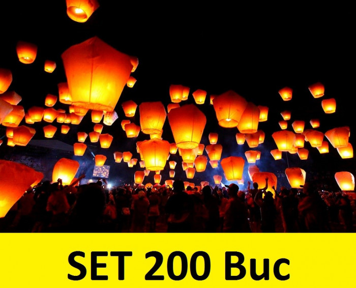 LAMPIOANE - SET 200 Lampioane multicolore zburatoare