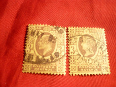 2 timbre 3 pence ,stamp. Anglia : 1887 Regina Victoria si 1902 Eduard VII foto