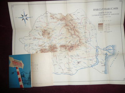 Indicatorul Cabanelor Turistice si Harta RPR 1958 - Prima ed. foto