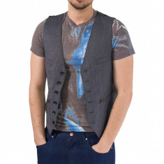 Vesta casual barbati Marc Ecko Cut Sew Charcoal Pinstriped Vest #1000000009217 - Marime: XL foto