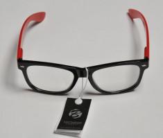 Ochelari lentile transparente anti reflex - cu rame rosii foto