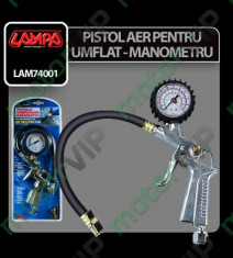 Pistol aer pentru umflat cu manometru profesional foto