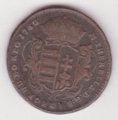 (M144) - MONEDA UNGARIA - 1 DENAR 1763, FECIOARA MARIA CU PRUNCUL (HUNGARIAE PATRONA) foto