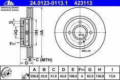 Disc frana FORD FIESTA VI 1.6 Ti - ATE 24.0123-0113.1 foto