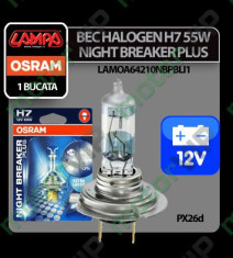 Bec Osram H7 55W PX26d 12V Night Breaker Plus 1buc foto