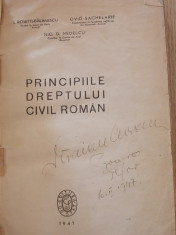 PRINCIPIILE DREPTULUI CIVIL ROMAN- BALANESCU, SACHELARIE, NEDELCU-1947 foto