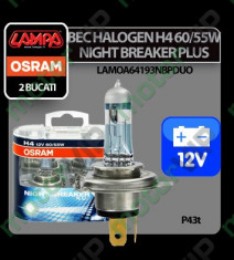 Bec Osram H4 60/55W P43t 12V Night Breaker Plus 2buc foto