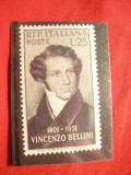Serie Muzica -150 Ani Vincenzo Bellini 1952 Italia , 1 val.
