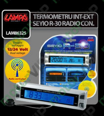 Termometru int-ext Seyio R-30 ceas radio control 12/24V foto