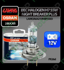 Bec Osram H7 55W PX26d 12V Night Breaker Plus 2buc foto