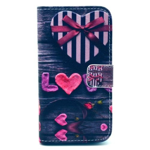 Husa toc flip loc pentru carduri Iphone 5 + folie protectie ecran fata