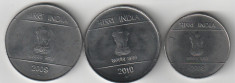 India lot 3: 2, 5 rupees 2008 - 2010 foto