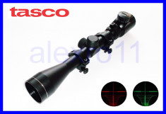 LUNETA ARMA TASCO ZOOM 3-9X40EG - RETICUL ILUMINAT ROSU / VERDE - SISTEME DE PRINDERE INCLUSE - VANATOARE , AIRSOFT , AER COMPRIMAT foto