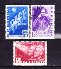 Timbre ROMANIA 1961/* 523 = AL 2- lea OM IN COSMOS, SERIE COMPLETA 3 V. foto