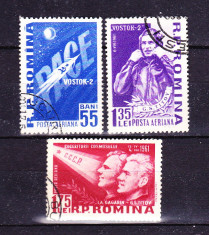 Timbre ROMANIA 1961/* 523 = AL 2- lea OM IN COSMOS, SERIE COMPLETA 3 V. foto
