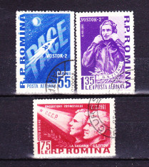 Timbre ROMANIA 1961/* 523 = AL 2- lea OM IN COSMOS, SERIE COMPLETA 3 V. foto