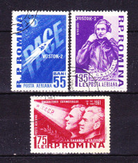 Timbre ROMANIA 1961/* 523 = AL 2- lea OM IN COSMOS, SERIE COMPLETA 3 V. foto