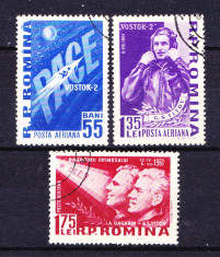 Timbre ROMANIA 1961/* 523 = AL 2- lea OM IN COSMOS, SERIE COMPLETA 3 V. foto