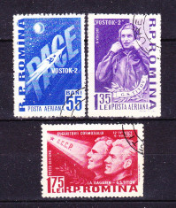 Timbre ROMANIA 1961/* 523 = AL 2- lea OM IN COSMOS, SERIE COMPLETA 3 V. foto