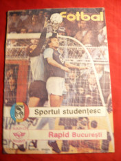 Program Fotbal -Meciul Sportul Studentesc - Rapid Bucuresti , aug. 1988 foto