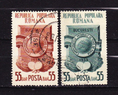 Timbre ROMANIA 1953/* 341 = CAMPIONATELE MONDIALE DE TENIS DE MASA, SERIE COMPLETA 2 V. foto