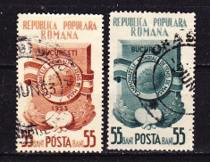 Timbre ROMANIA 1953/* 341 = CAMPIONATELE MONDIALE DE TENIS DE MASA, SERIE COMPLETA 2 V. foto