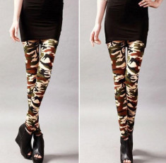 Colanti pantaloni stretch dama stil army camuflaj foto