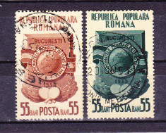 Timbre ROMANIA 1953/* 341 = CAMPIONATELE MONDIALE DE TENIS DE MASA, SERIE COMPLETA 2 V. foto