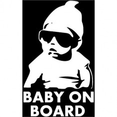 Sticker Autocolant Decorare Auto Baby On Board. Alb foto