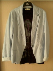 Sacou/boyfriend blazer/jacheta STRADIVARIUS (Zara Group)masura S/M bleu bumbac subtire NOU CU ETICHETA foto