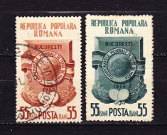 Timbre ROMANIA 1953/* 341 = CAMPIONATELE MONDIALE DE TENIS DE MASA, SERIE COMPLETA 2 V. foto