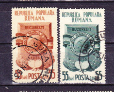 Timbre ROMANIA 1953/* 341 = CAMPIONATELE MONDIALE DE TENIS DE MASA, SERIE COMPLETA 2 V. foto