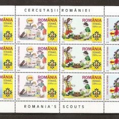 SD Romania 2005 LP1686a- Cercetasii Romaniei, 4 val. in coala de 12 (3 streifuri de 4), MNH