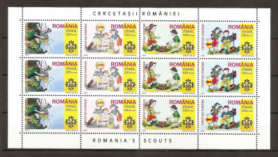 SD Romania 2005 LP1686a- Cercetasii Romaniei, 4 val. in coala de 12 (3 streifuri de 4), MNH foto