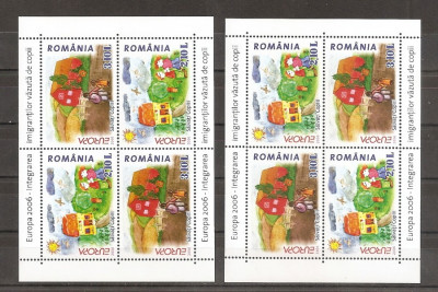 SD Romania 2006 LP1718c- EUROPA 2006, 2 val. in bloc de 4 timbre, pereche de blocuri diferite, MNH foto