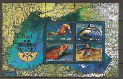 SD Romania 2007 LP1755a- Fauna din Marea Neagra, 4 val. in bloc de 4, MNH foto