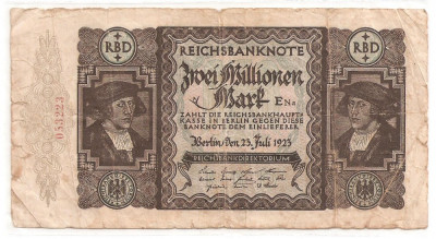 GERMANIA Reichsbanknote 2000000 MARCI 1923 Uzata foto