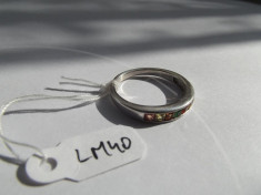 Minunat inel &amp;amp;ldquo;band&amp;amp;rdquo; argint 925 si 0,90 carate safire naturale multicolore foto