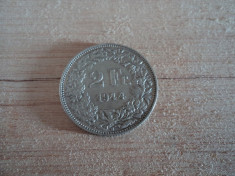 2 francs 1944 Elvetia, argint foto