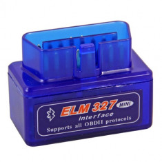 Albastru. Mini ELM327 OBD2 Interfata diagnoza multimarca. Cip PIC18F2080 Microchip. Bluetooth HC-05. Compatibila Android Torque foto