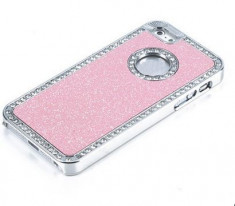 Husa Carcasa iPhone 5 Glamour, Pietricele, Cristale, Roz foto