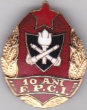 Insigna rara Pompieri 10 ani F.P.C.I