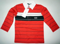 Tricou (bluza) polo rosu/negru maneca lunga Hugo Boss copii 2 ani - ORIGINAL! Lichidare stoc! foto