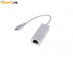 ADAPTOR TABLETA INTERNET CABLU micro USB 2.0 - LAN RJ45 ethernet network ANDROID PC miniPC PDA RJ-45 placa de retea usb 10/100Mbps foto