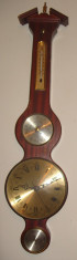 Ceas cu barometru / termometru / umidometru pe suport de lemn pt. perete 72cm foto