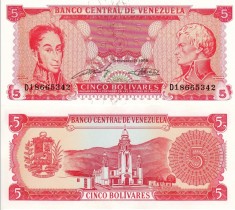 VENEZUELA 5 bolivares 1989 UNC!!! foto