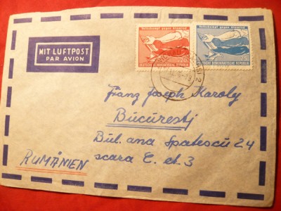 Plic circ. cu seria-Impotriva inarmarii atomice 1958 ,2 val. DDR foto