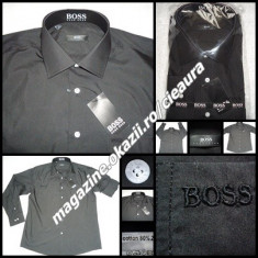 CAMASA NEAGRA BARBATEASCA FIRMA BRAND HUGO BOSS SELECTION REGULAR DREAPTA NORMALA BUZUNAR 80% BUMBAC MANECA LUNGA COLECTIE NOUA CAMASI BARBATI foto