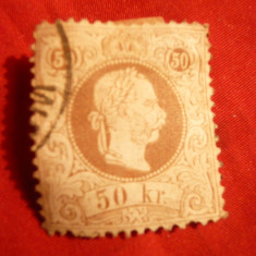 Timbru 50 Kr. 1867 Austria ,tip fin,stamp. ,usor subtiat- f.rar ! dantelura 13, cota 320E