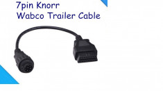 Cablu adaptor tester diagnoza Knorr / Wabco trailer camion tir - 7 pini la obd2 16 pini foto